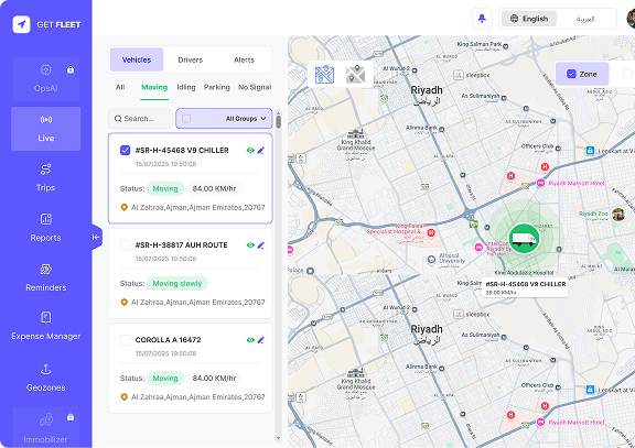 Fleet management operations dashboard